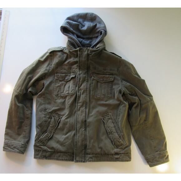 Levi's Sherpa Lined Hooded Jacket Men's M Workwear Utility Bomber Fleece Jacket - Picture 3 of 16